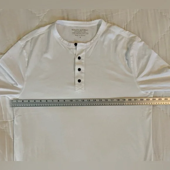 Banana Republic White Long Sleeve Henley Shirt - Picture 8 of 9